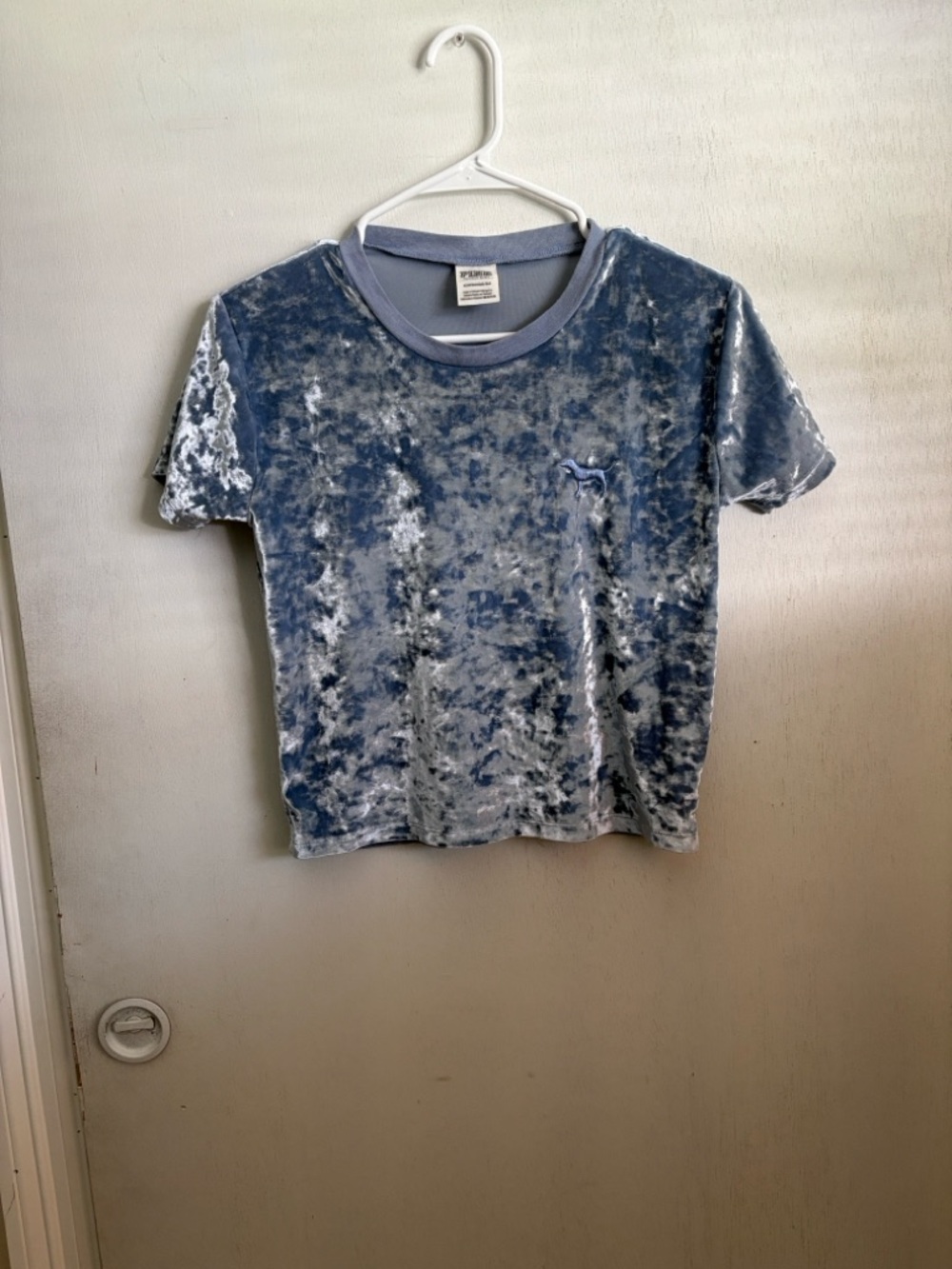 PINK Victoria's Secret Crushed Velvet Tee in Dusty Blue